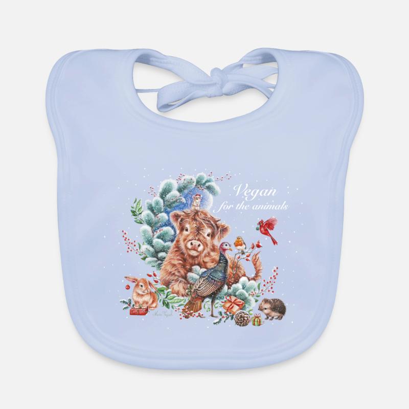 végétalien pour les animaux Noël couché blanc Bavoir bio Bébé