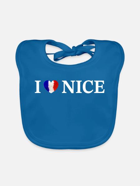 I love Nice Frankreich Nizza - Baby Bio-Lätzchen - Pfauenblau
