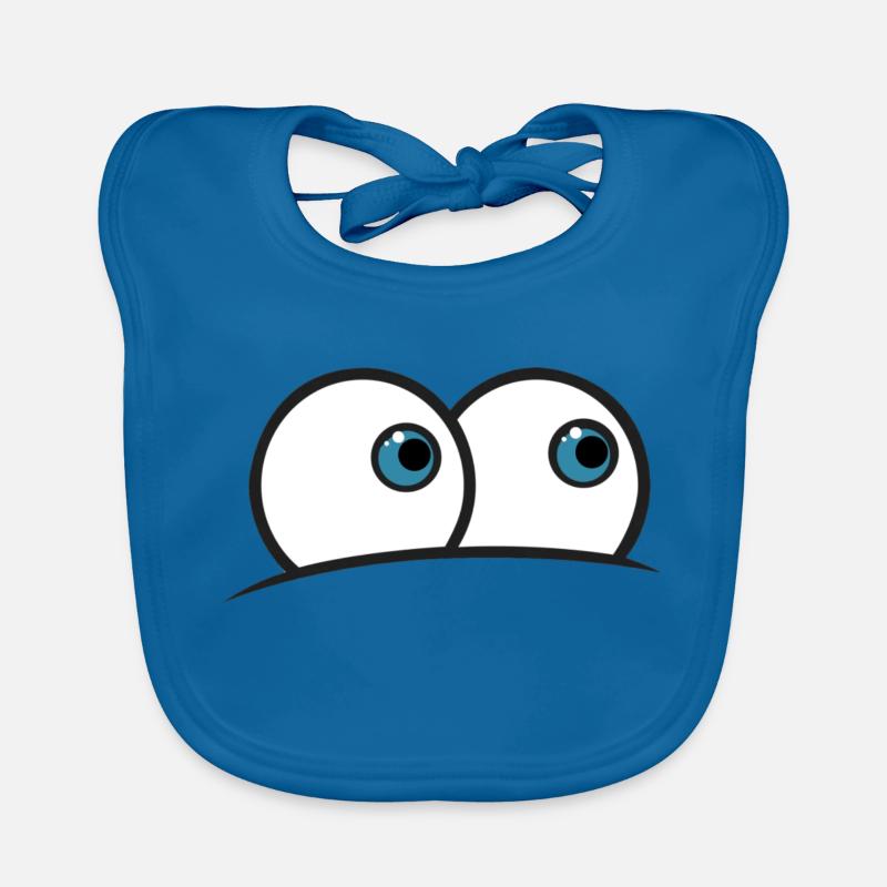 Yeux bleus - Bavoir bio Bébé - bleu paon