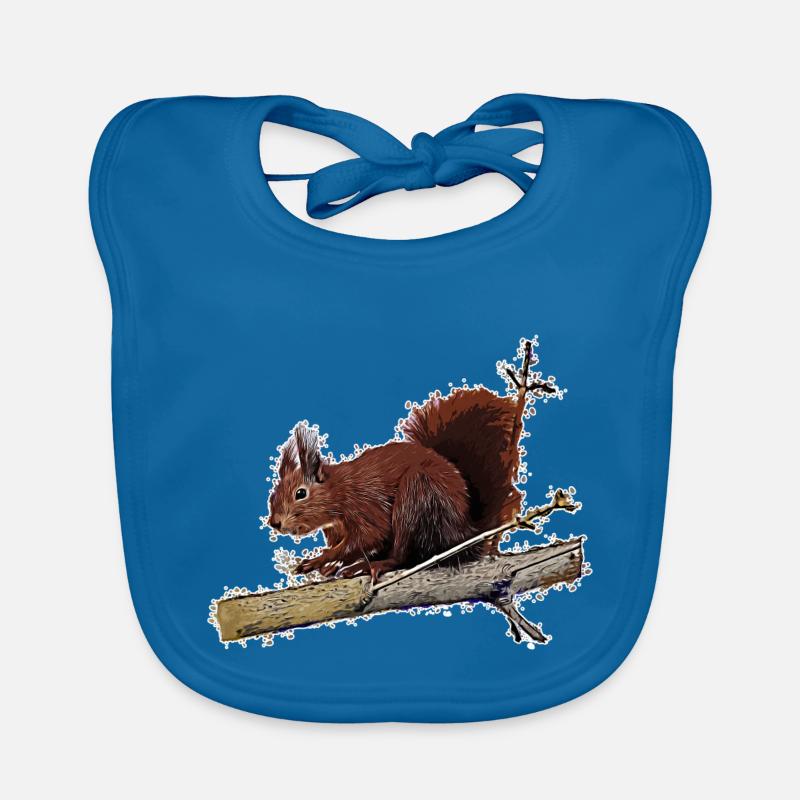 Eichhörnchen - Baby Bio-Lätzchen - Pfauenblau
