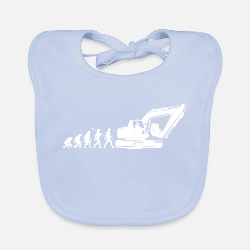 Evolution - conduite d'une excavatrice - chantier de construction, ouvrier du bâtiment Bavoir bio Bébé