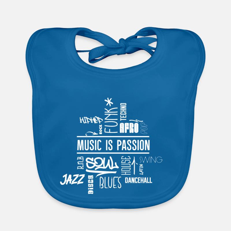 Music is passion - Wordcloud (white) Organic Baby Bibs