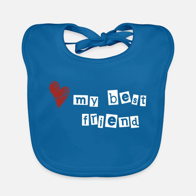 J’aime mon meilleur ami - Bavoir bio Bébé - bleu paon