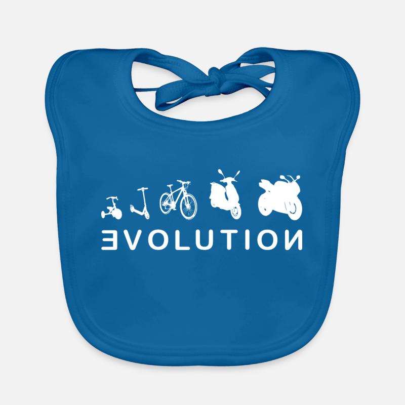 Evolution Biker 2- Evolution of a Biker 2.0 - Organic Baby Bibs - peacock-blue