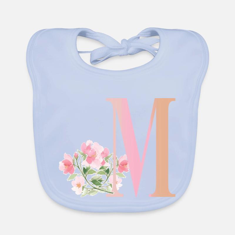 Lettre M avec fleurs Bavoir bio Bébé