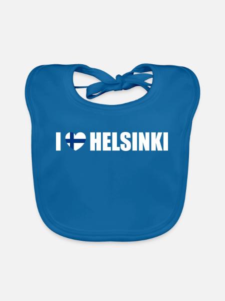 I love Helsinki - Baby Bio-Lätzchen - Pfauenblau - Vorne