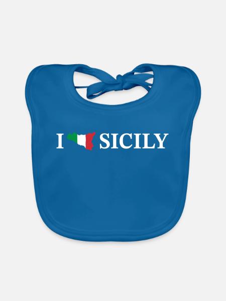 I love Sicily Italien - Baby Bio-Lätzchen - Pfauenblau