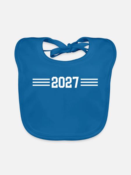 2027 Strich Jahr - Baby Bio-Lätzchen - Pfauenblau