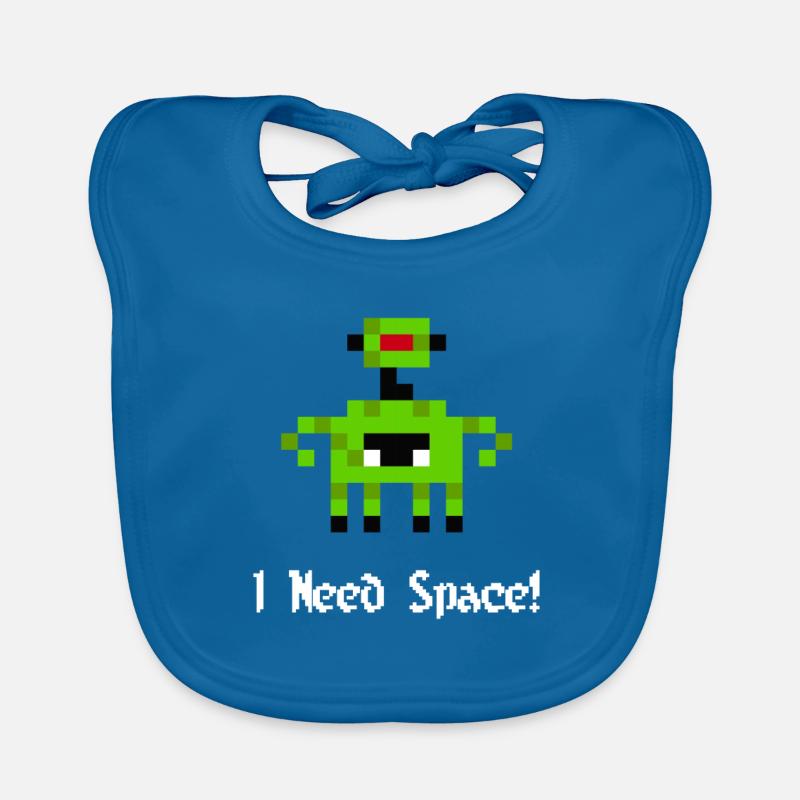 8-bit alien (I Need Space) Organic Baby Bibs