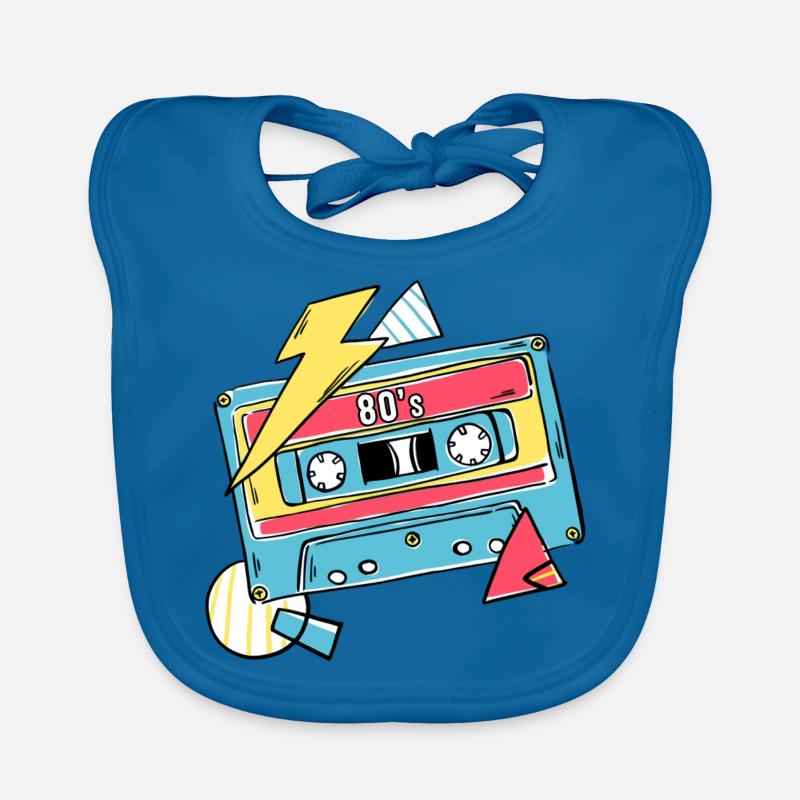 Kassette Musik 80s Geschenk Pop Style Geschenkidee - Baby Bio-Lätzchen - Pfauenblau