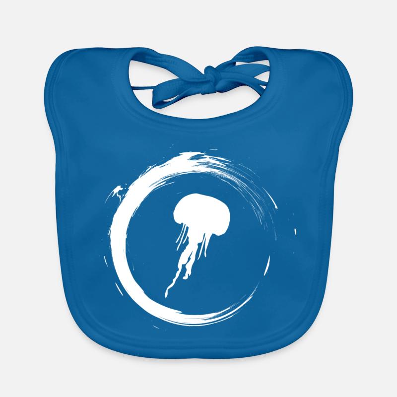 méduse - Bavoir bio Bébé - bleu paon