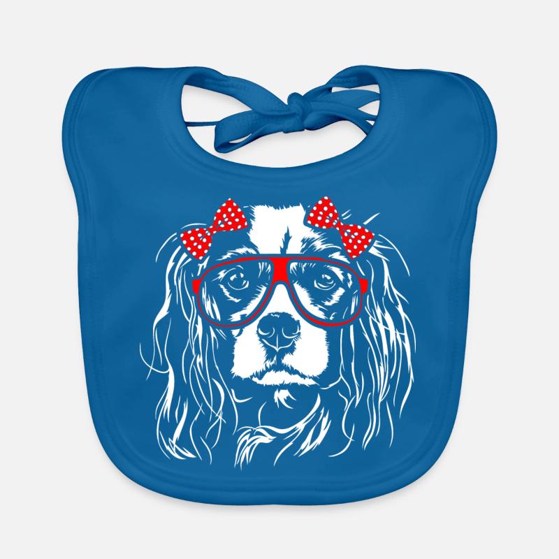 CAVALIER KING CHARLES SPANIEL Fille Wilsigns - Bavoir bio Bébé - bleu paon