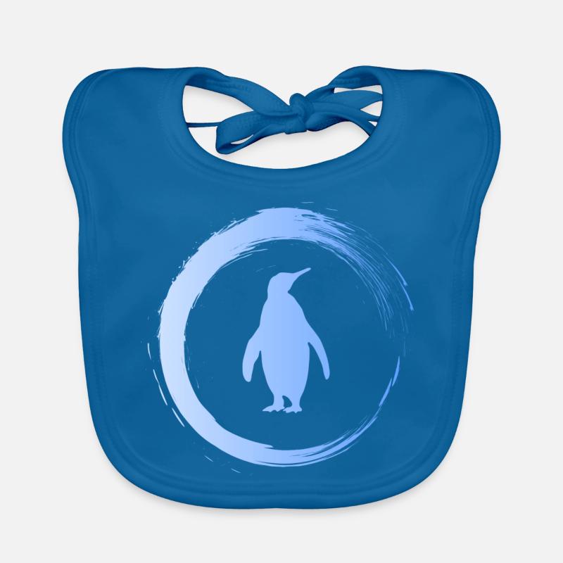 manchot - Bavoir bio Bébé - bleu paon