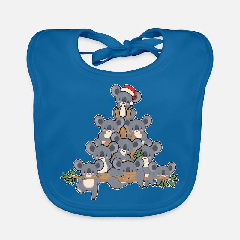 Weihnachts Baum Koala mit Lichtern Pinguin Spaß - Baby Bio-Lätzchen - Pfauenblau