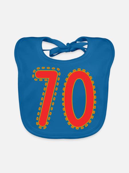 70. 70 JAHRE. 70. JAHRESTAG. 70-JÄHRIGES JUBILÄUM. - Baby Bio-Lätzchen - Pfauenblau - Vorne