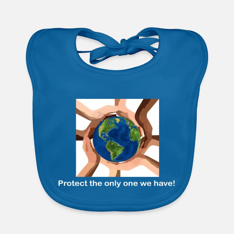 Nous avons seulement une terre! - Bavoir bio Bébé - bleu paon