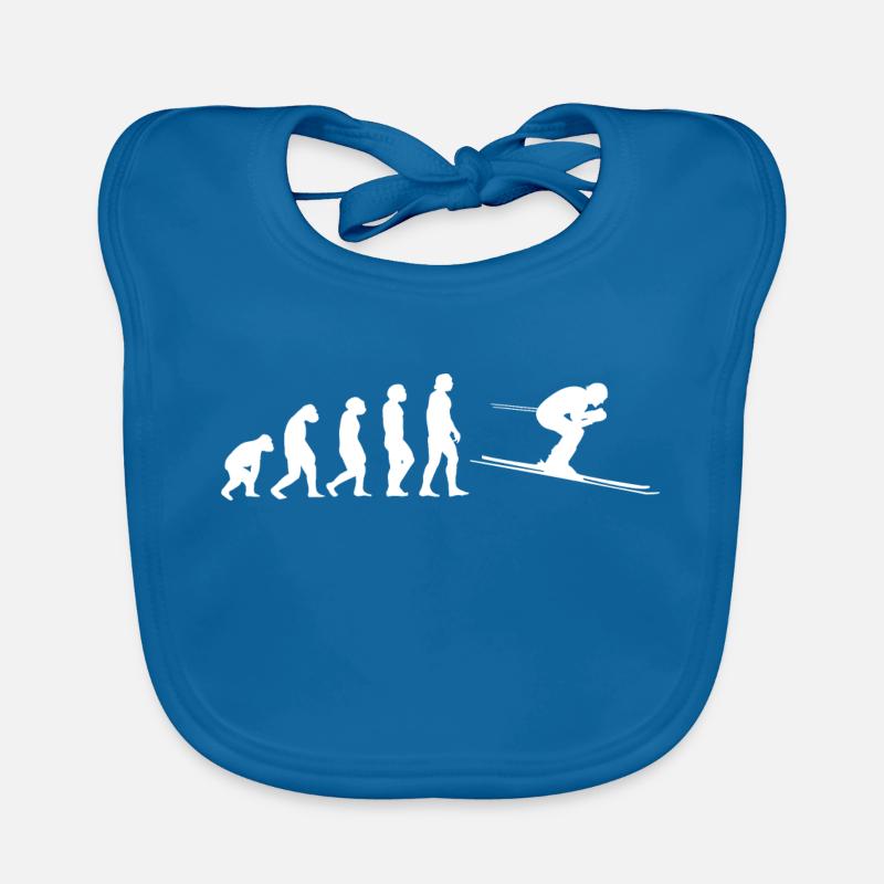 Skiing evolution - Organic Baby Bibs - peacock-blue