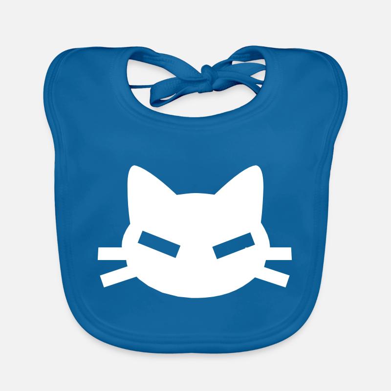 Cat with angular slit eyes - Organic Baby Bibs - peacock-blue