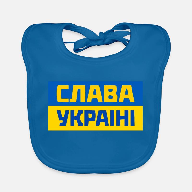 Ukraine - Bavoir bio Bébé - bleu paon