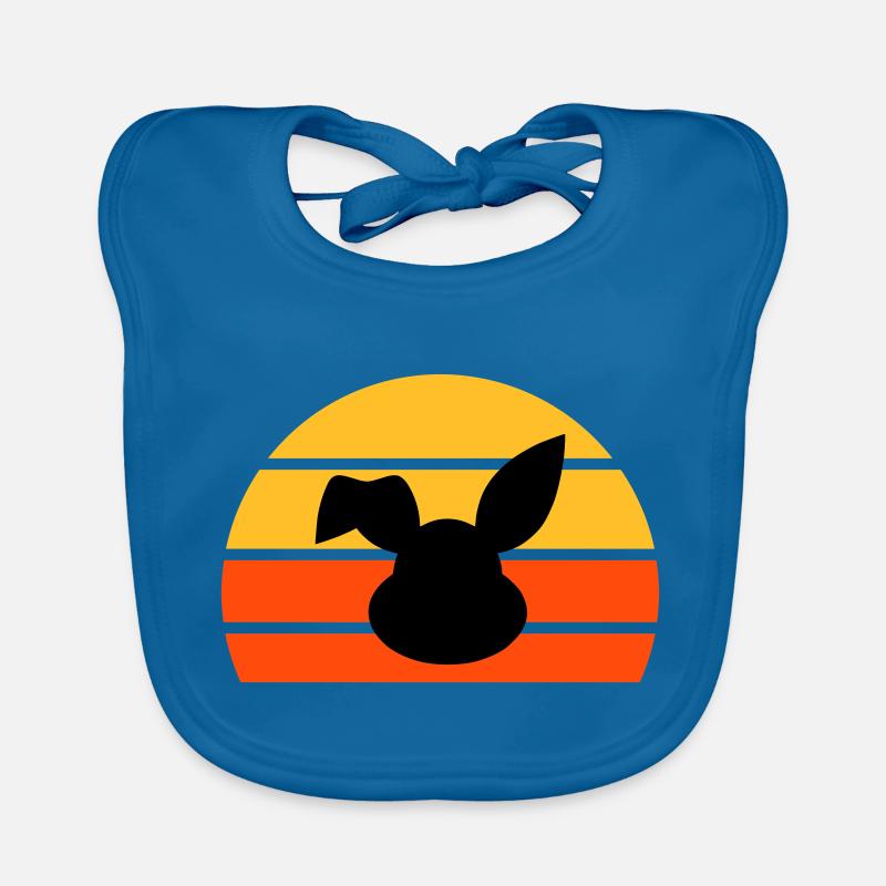 Rabbit's head with bent ear in front of a half sun Organic Baby Bibs