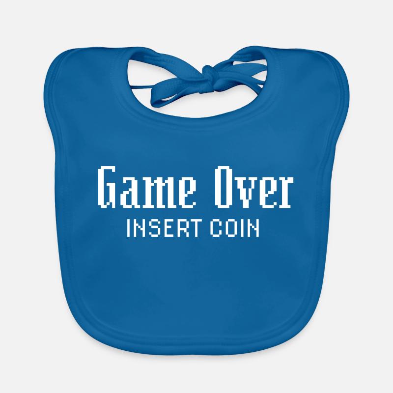 Game Over Insérer une pièce - Bavoir bio Bébé - bleu paon