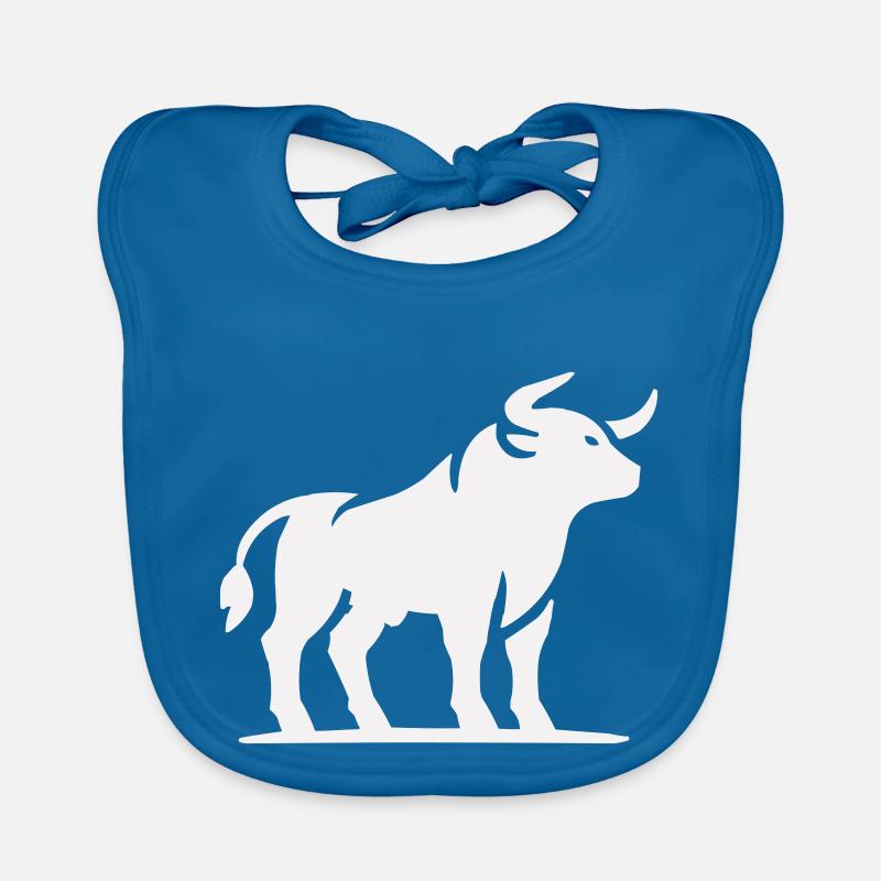 Animal taureau - Bavoir bio Bébé - bleu paon