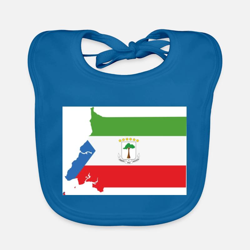 Drapeau de la Guinée équatoriale, Carte - Bavoir bio Bébé - bleu paon
