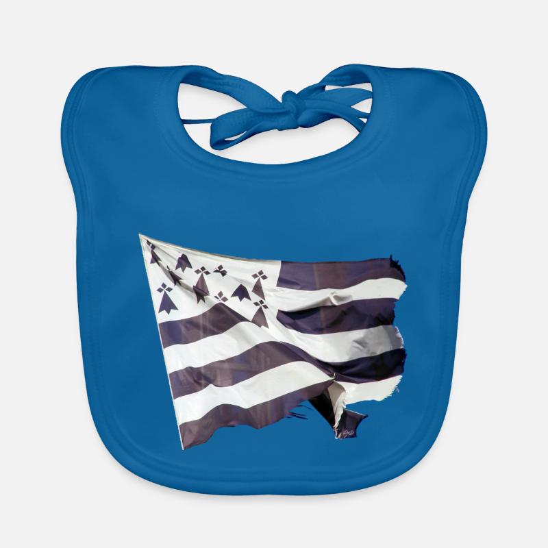 Drapeau flottant de la Bretagne - Bavoir bio Bébé - bleu paon