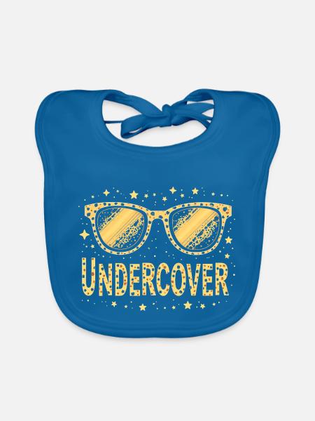 Funny Sunglasses and Undercover Speech Costume - Organic Baby Bibs - peacock-blue - Front