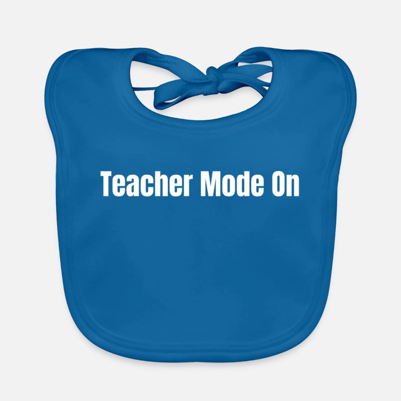 Lehrermodus an | Lustiges Lehrergeschenk - Baby Bio-Lätzchen - Pfauenblau