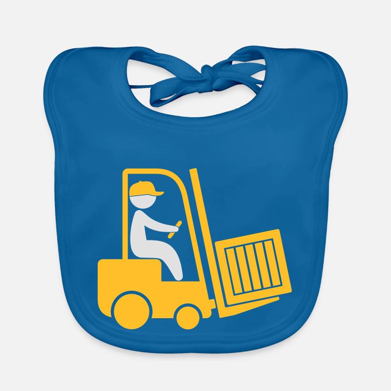 A Forklift Transporting A Box Organic Baby Bibs