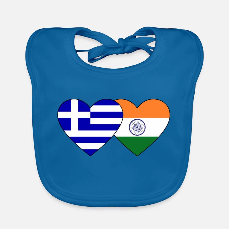 Grèce Inde Drapeau Coeur Bavoir bio Bébé