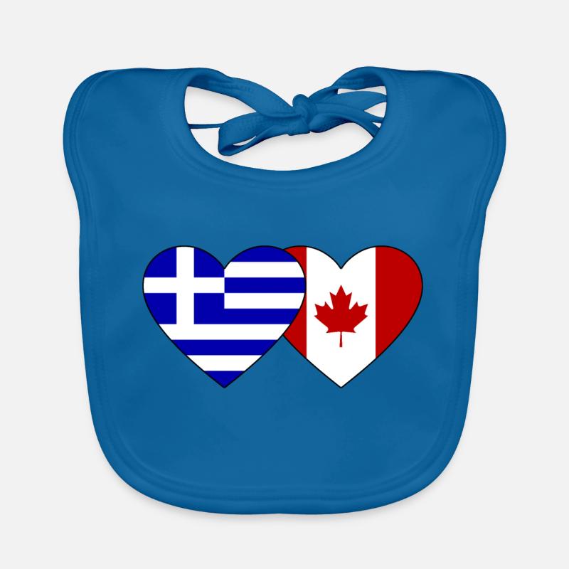 Grèce Canada Flag Heart Bavoir bio Bébé