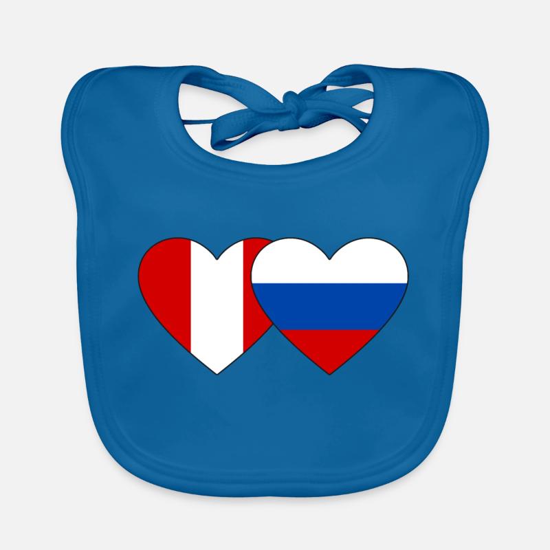 Pérou Russie Drapeau du cœur Bavoir bio Bébé