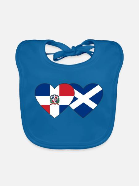 Dominikanische Republik Schottland Flagge Herz - Baby Bio-Lätzchen - Pfauenblau - Vorne