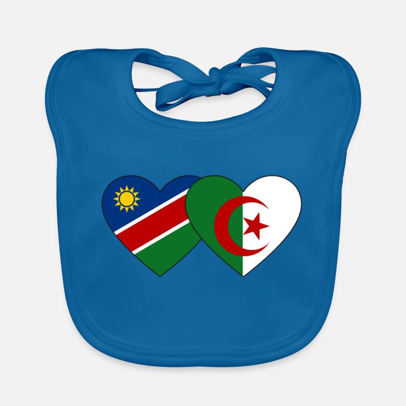 Namibia Algeria Flag Heart Organic Baby Bibs