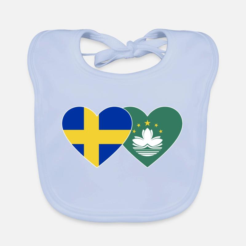 Suède Cœur de drapeau de Macao Bavoir bio Bébé