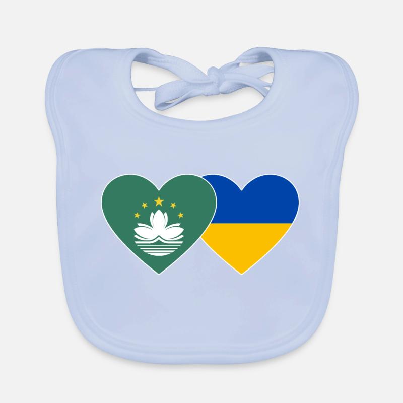 Cœur de drapeau de l’Ukraine de Macao Bavoir bio Bébé