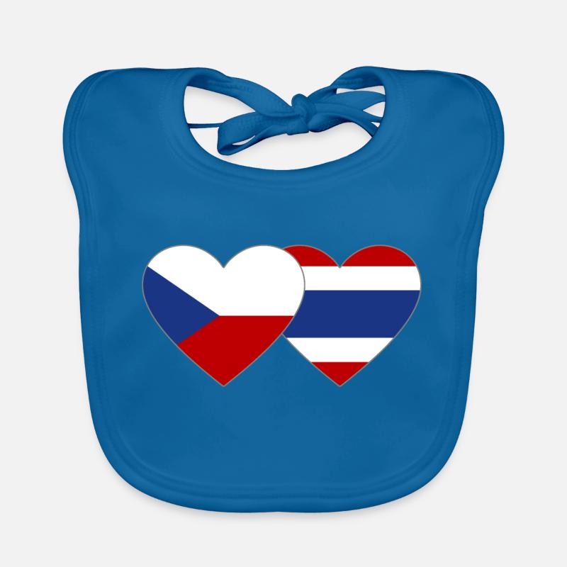République tchèque Thaïlande drapeau coeur Bavoir bio Bébé
