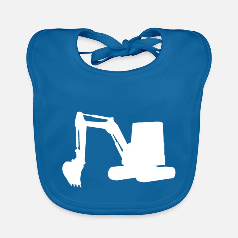 Excavator Excavator White Earthmoving Civil Engineering Construction Site Organic Baby Bibs