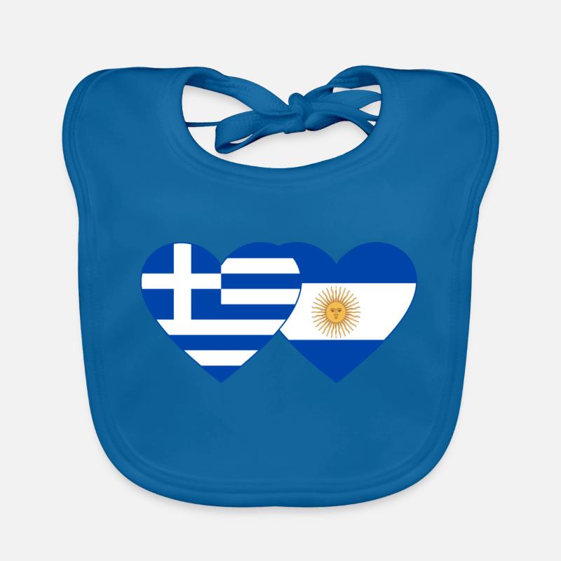 Grèce Argentine Drapeau Coeur Bavoir bio Bébé