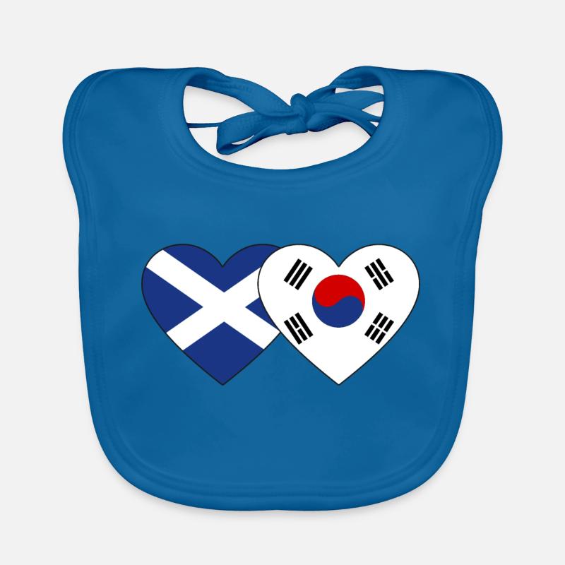 Ecosse Corée du Sud Drapeau Coeur Bavoir bio Bébé