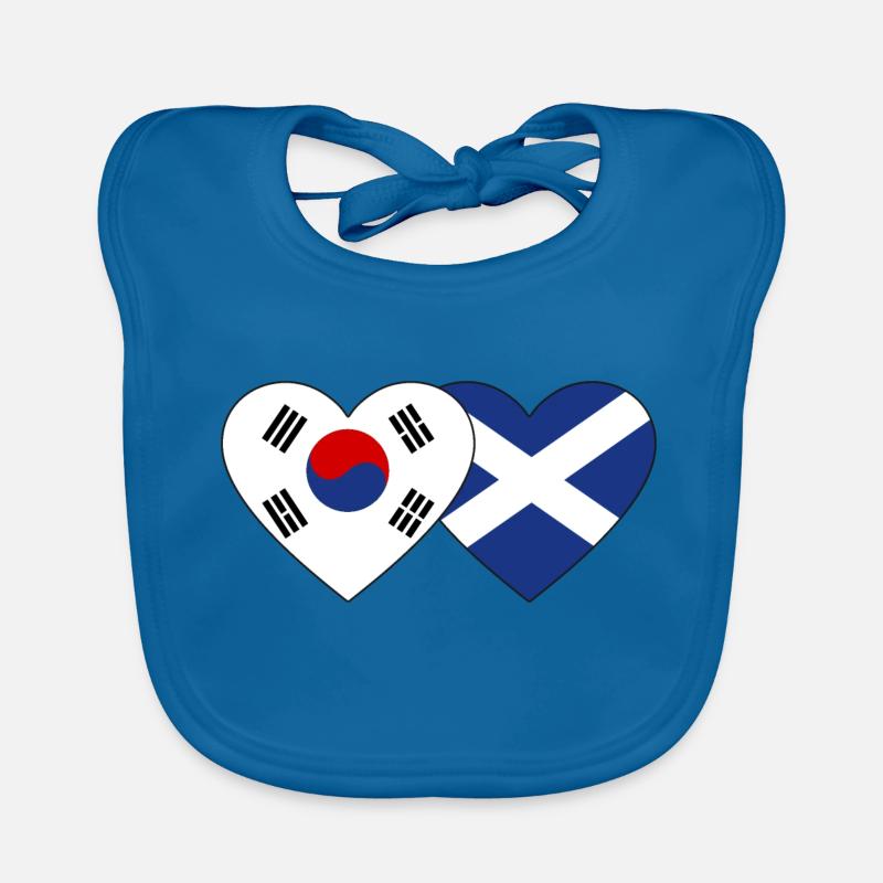 Corée du Sud Ecosse Drapeau Coeur Bavoir bio Bébé
