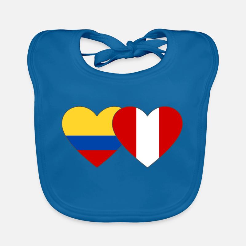 Colombie Pérou Drapeau Coeur Bavoir bio Bébé