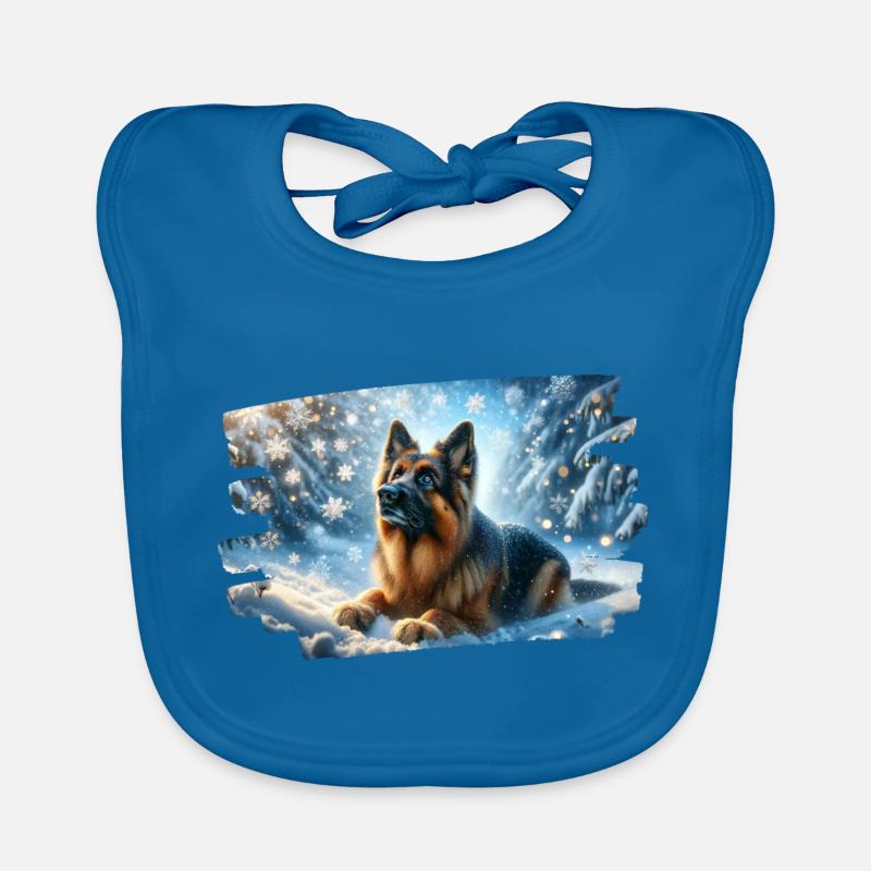Deutscher Schäferhund in einer magischen Winterlandschaft Baby Bio-Lätzchen