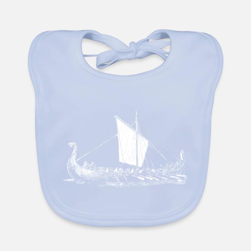 Wikinger Motiv > Wikinger Boot - Langschiff Baby Bio-Lätzchen