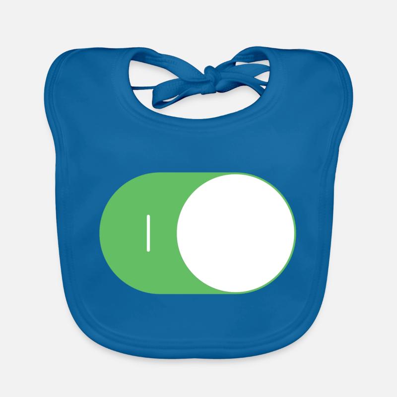 On/Off Switch ON/OFF - Organic Baby Bibs - peacock-blue