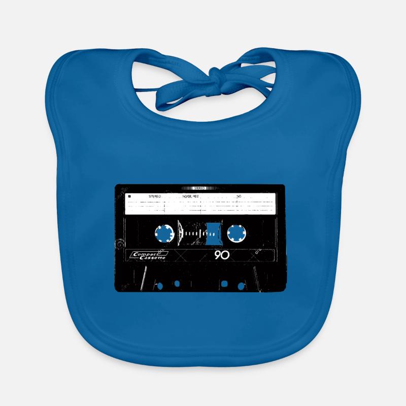 Cassette Recorder Old School Logo Design - Bavoir bio Bébé - bleu paon