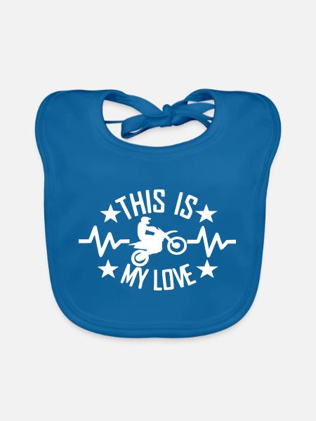 This is my love Motocross - Organic Baby Bibs - peacock-blue - Front