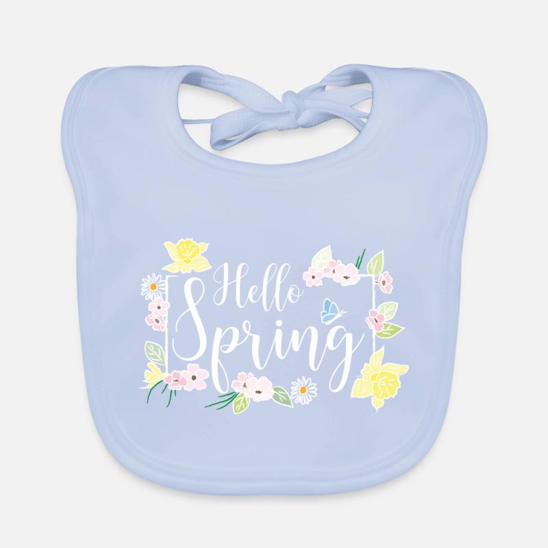 Hello Spring white Organic Baby Bibs